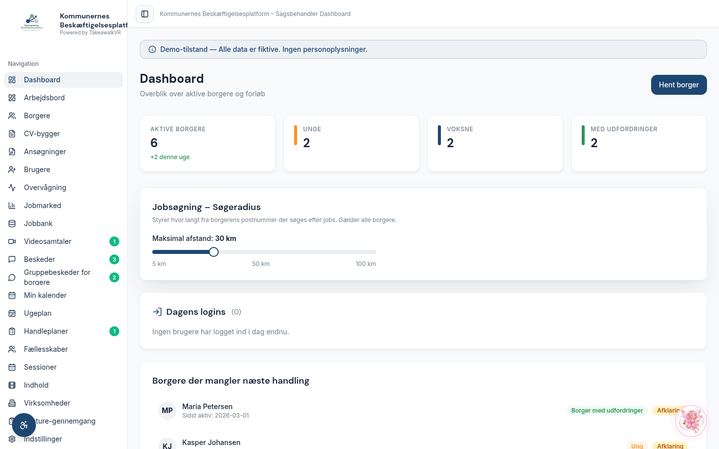 Sagsbehandler-dashboard i Kommunernes Beskæftigelsesplatform
